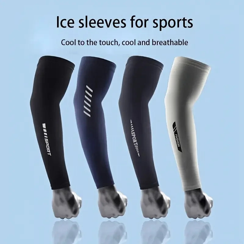 1 Pair Men's Lightweight Breathable Cooling Sports Sleeves Ice Silk Fabric Sweat-Absorbent for Cycling Fishing Running & Hiking from China