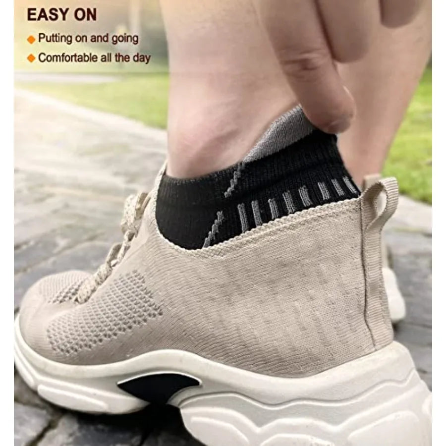 BULLIANT Men Running Socks 6Pairs-Ankle Athletic Socks Wicking Cushioned for Men Walking-Arch Compression Support