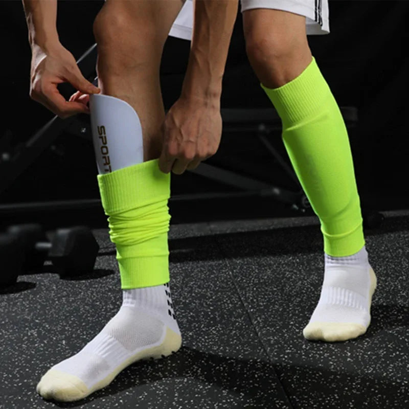 2 Pairs Set Men Grip Soccer Socks and Knee Pads Calf Sleeves Adult Youth Non Slip Leg Shin Guards for Basketball Football Sports from China