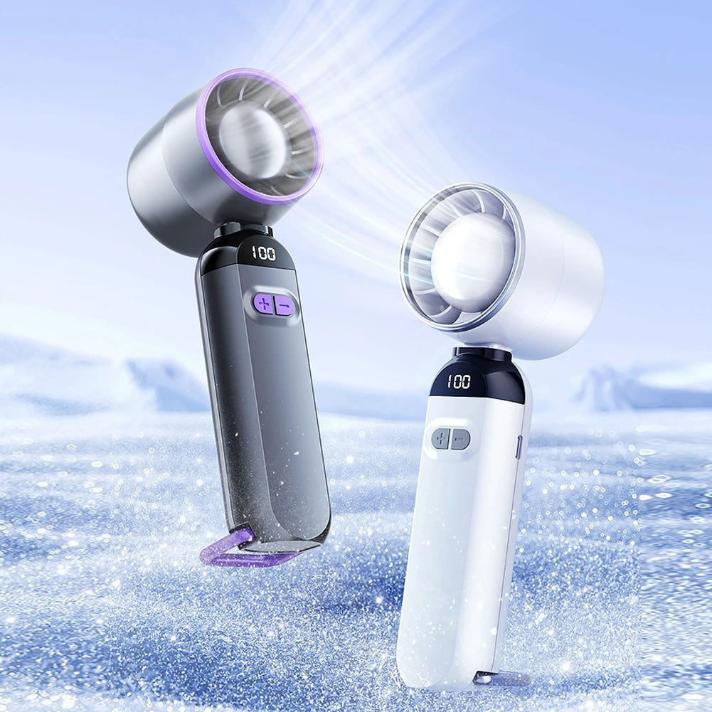 USB Rechargeable Handheld Turbo Fan with LED Digital Display
