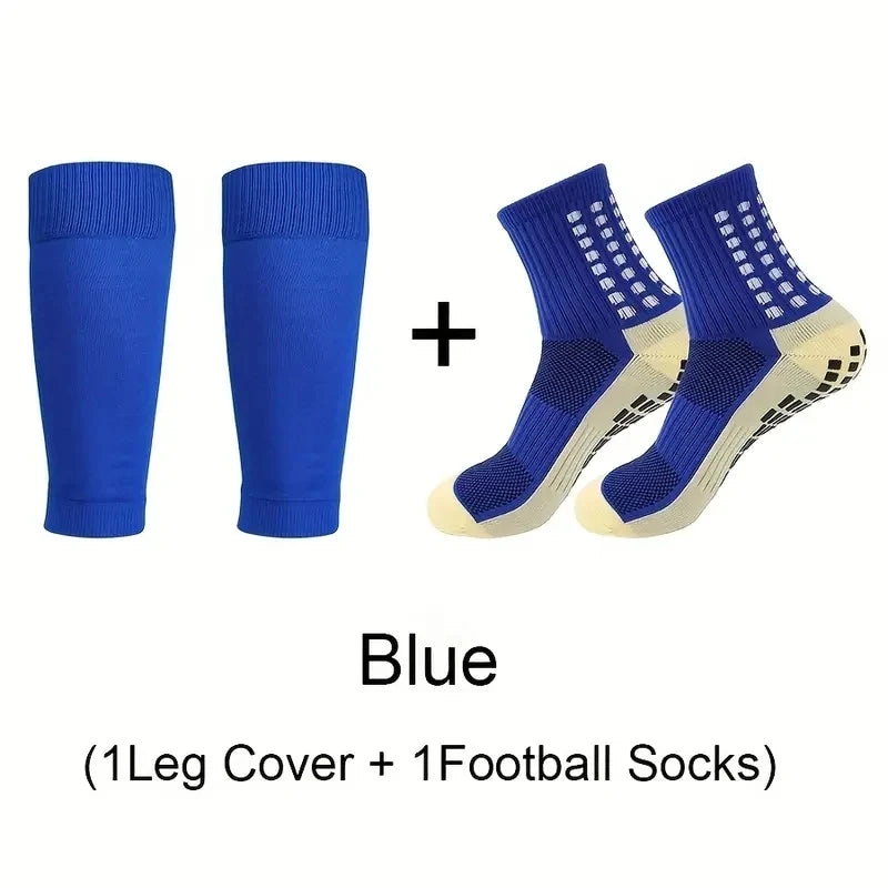 1 Set Men's Grip Soccer Socks and Leg Covers