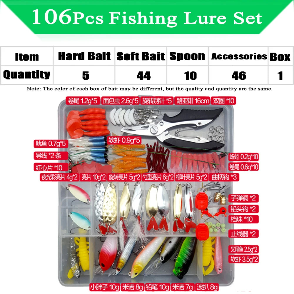 Fishing Lure Kit with Soft and Hard Bait