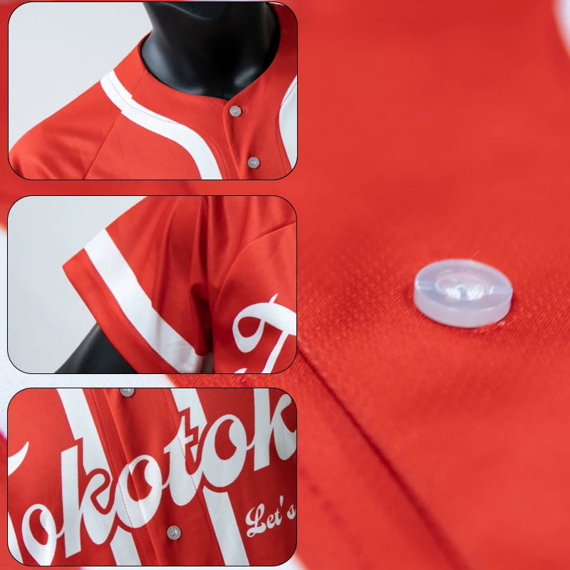 Custom Button Men Baseball Jersey Color Print Personal Team Name, Sponsor, Number