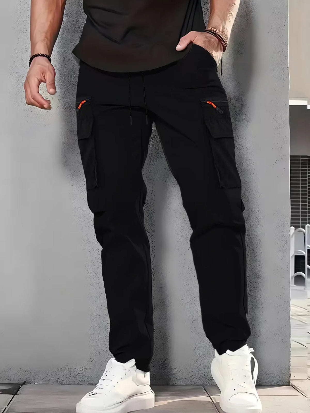 3-Pack Men's New Multi-Pocket Cargo Pants, Zipper Design Straight Leg Trousers, Stylish Fit and Comfortable Fabric