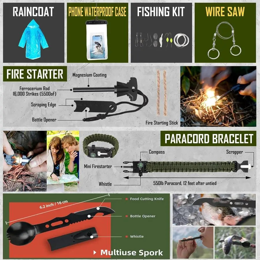 268 Pcs Emergency Survival Gear and Equipment Supplies