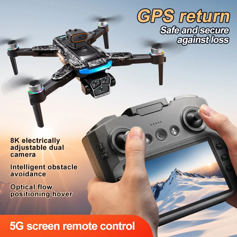 Upgrade A14 Pro Max 8K HD Dual-Camera 5G WIFI GPS Brushless Motor Optical Flow Obstacle Avoidance RC Drone