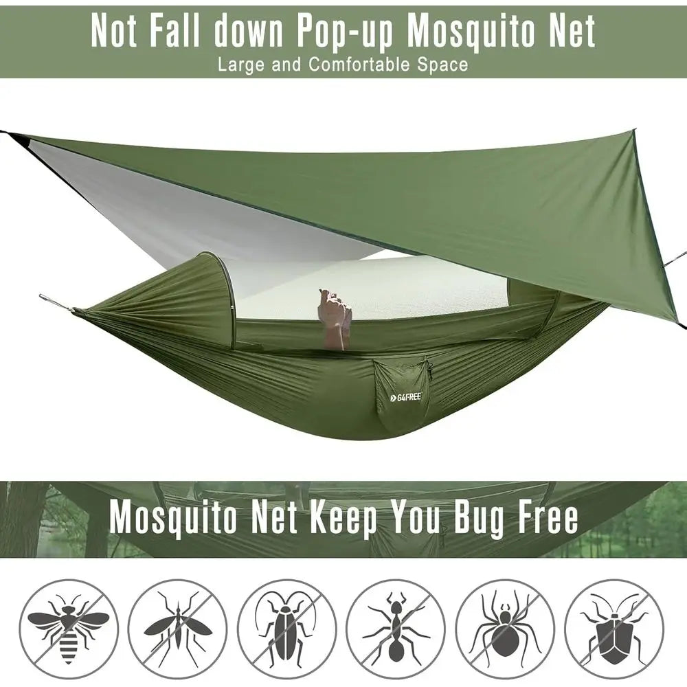 Large Camping Hammock with Bug Net and Rain Cover