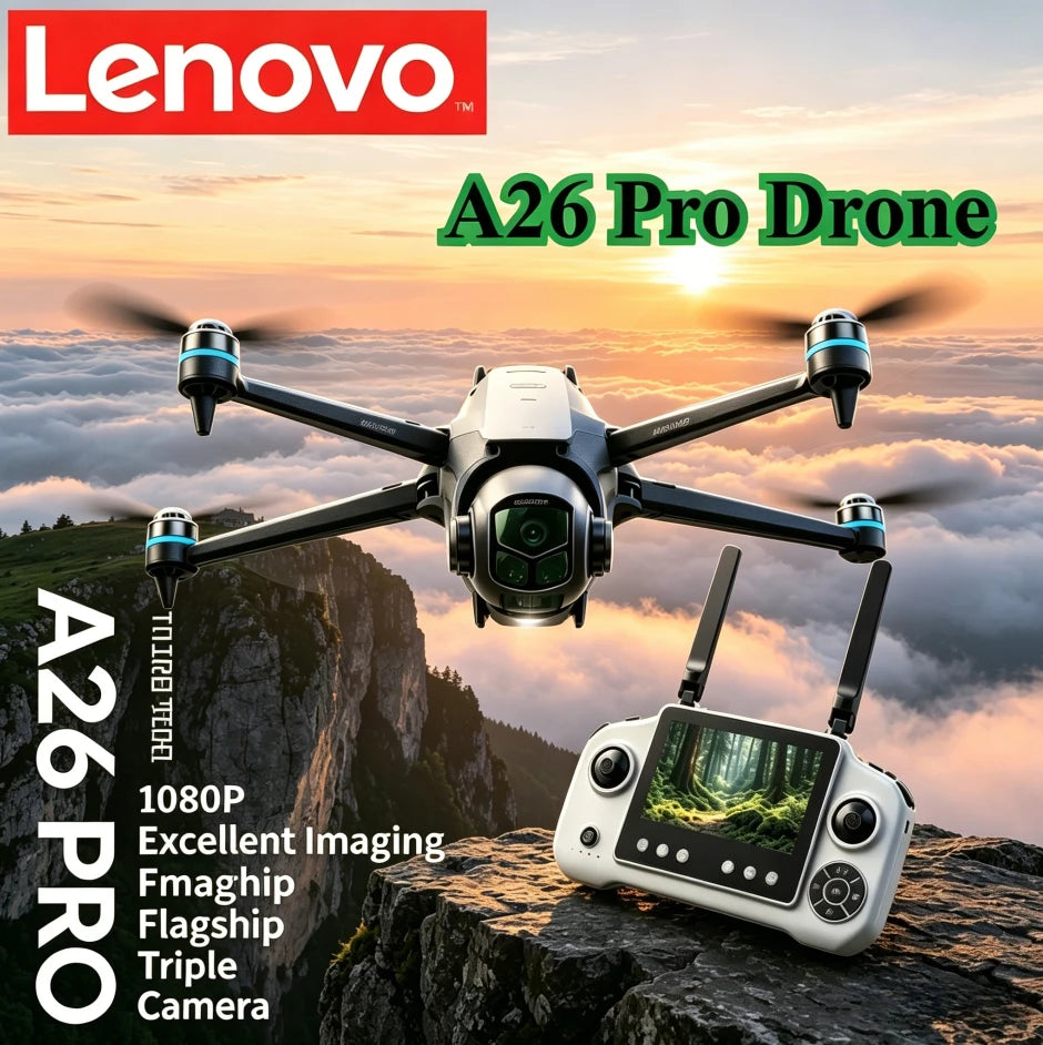 Lenovo A26 Pro Drone 4K HD 8k Triple Camera FPV Brushless Motor Obstacle Avoidance Foldable RC Quadcopter Professional Aerial from China