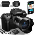 Digital Camera 4K WiFi Camera with Flash, Lens Hood, Front and Rear Camera, 4 Inch Touch Screen
