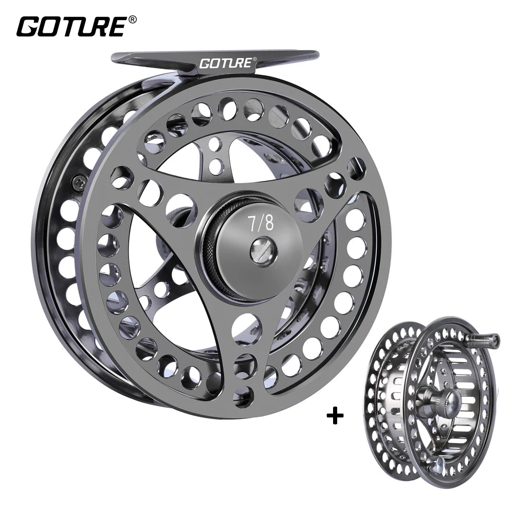 Goture Fly Fishing Reel 3/4 5/6 7/8 9/10 2+1BB Max Drag 8kg Lightweight CNC-machined Large Arbor Left/Right Fly Reel+Spare Spool from China