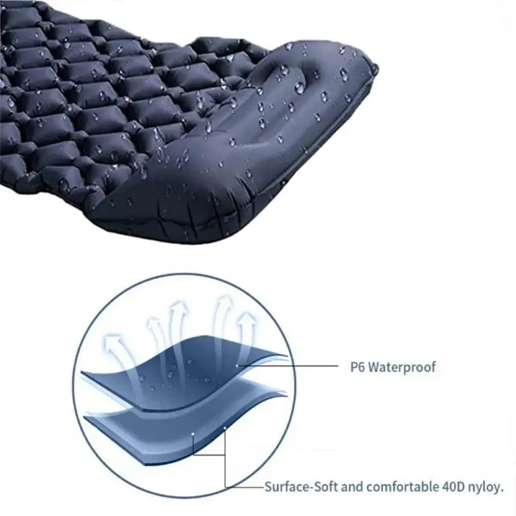Camping Sleeping Pad Inflatable Mattress with Pillows Ultralight Air Mat Built-in Inflator Pump
