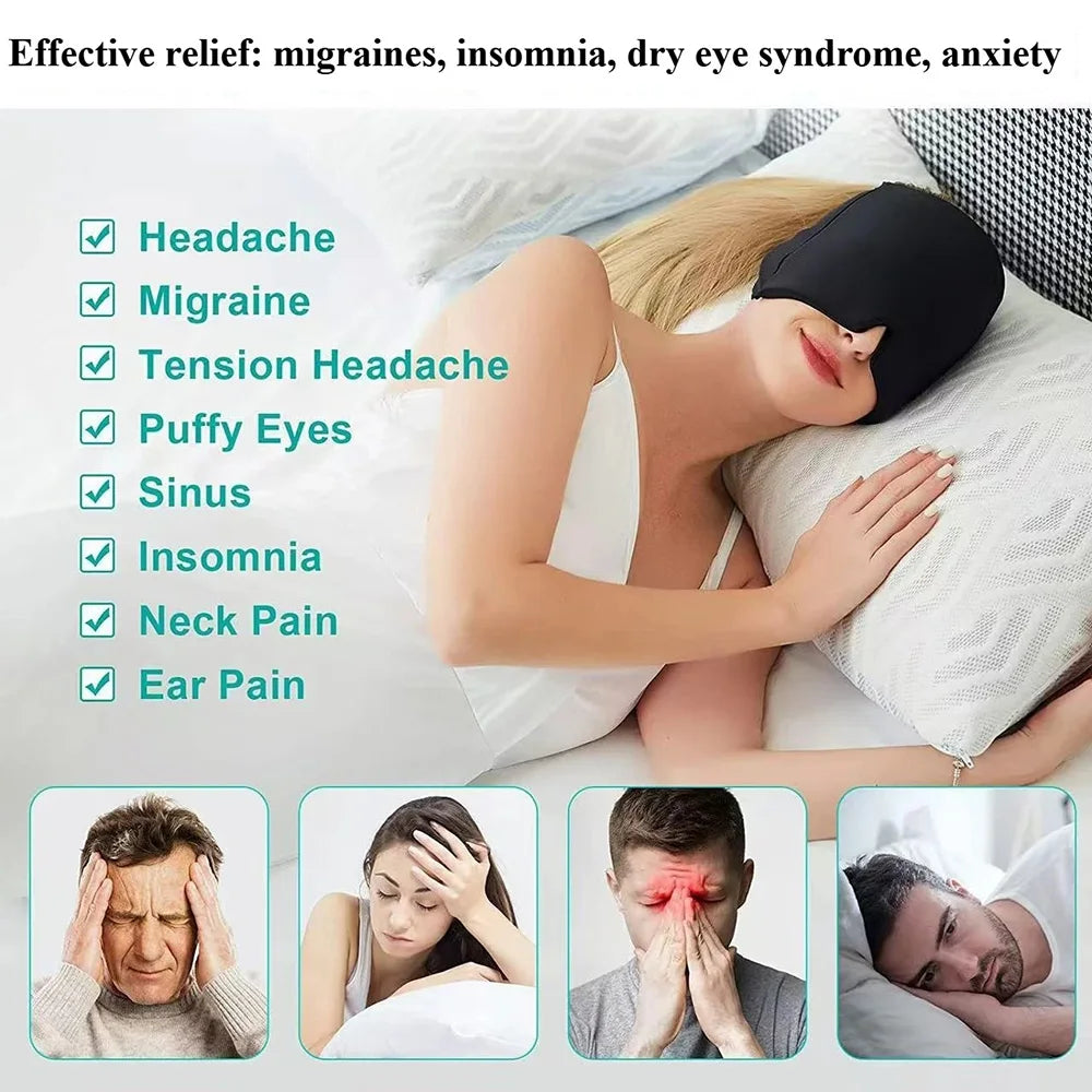 Gel Cold Compress Eye Mask Migraine Relief Cold Compress and Therapy Head Wrap For Pressure Relieve