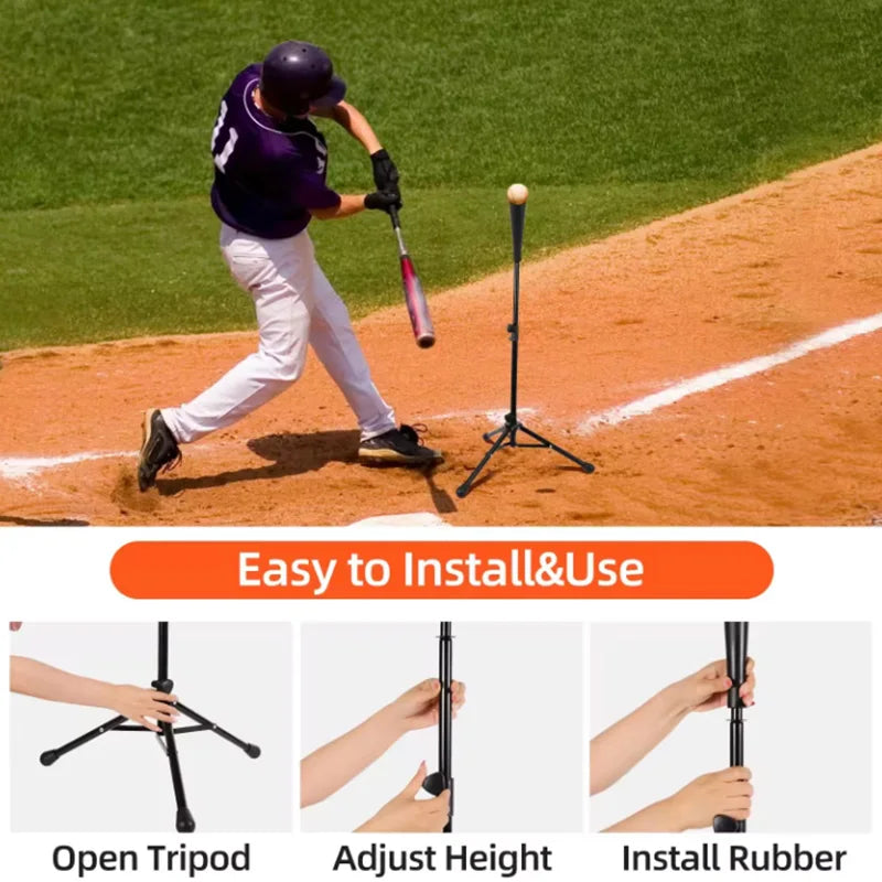 Baseball Batting Tee Tripod Adjustable Tripod Stand Tee for Hitting Training Practice Portable