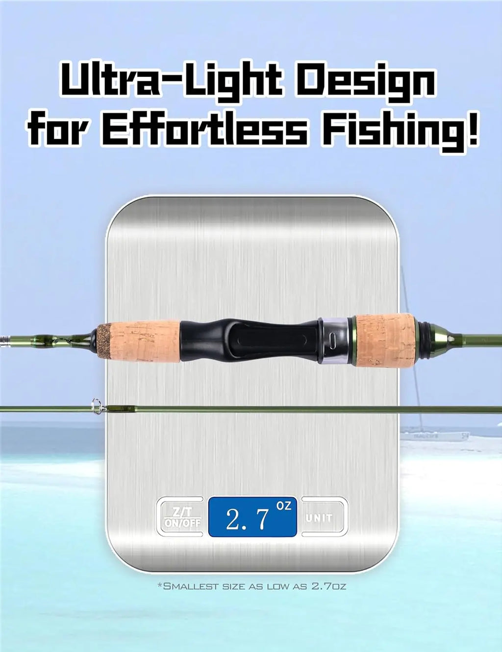 Ultralight 2-Piece Spinning & Casting Rod for Micro Fishing, Carbon Fiber Blank Cork Handle