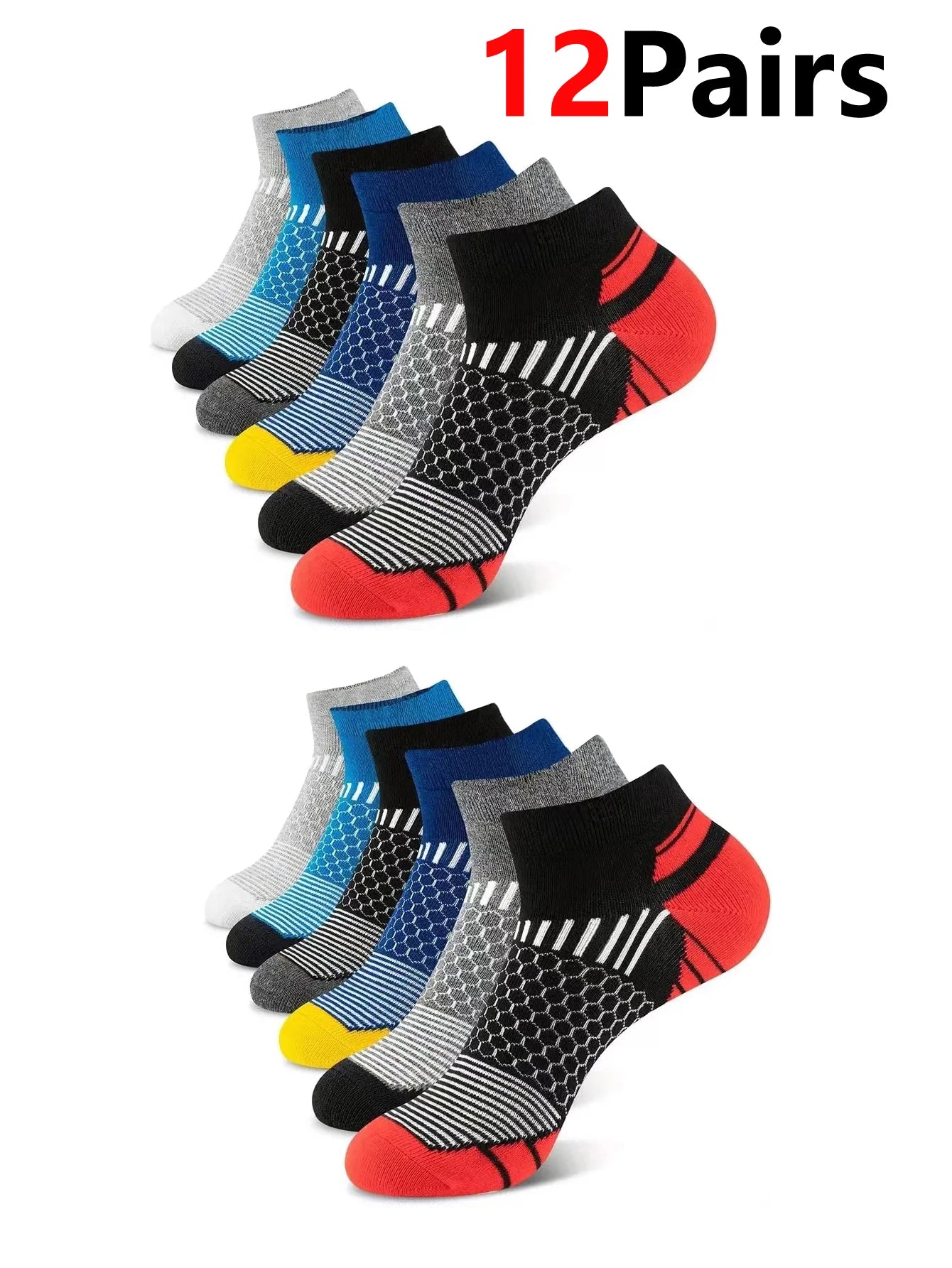 12Pairs High Qualit Athletic Socks Men's Ankle Socks Running Cyclling Waist Honeycomb Design And Firm Sports Leisure Socks Gifts from China