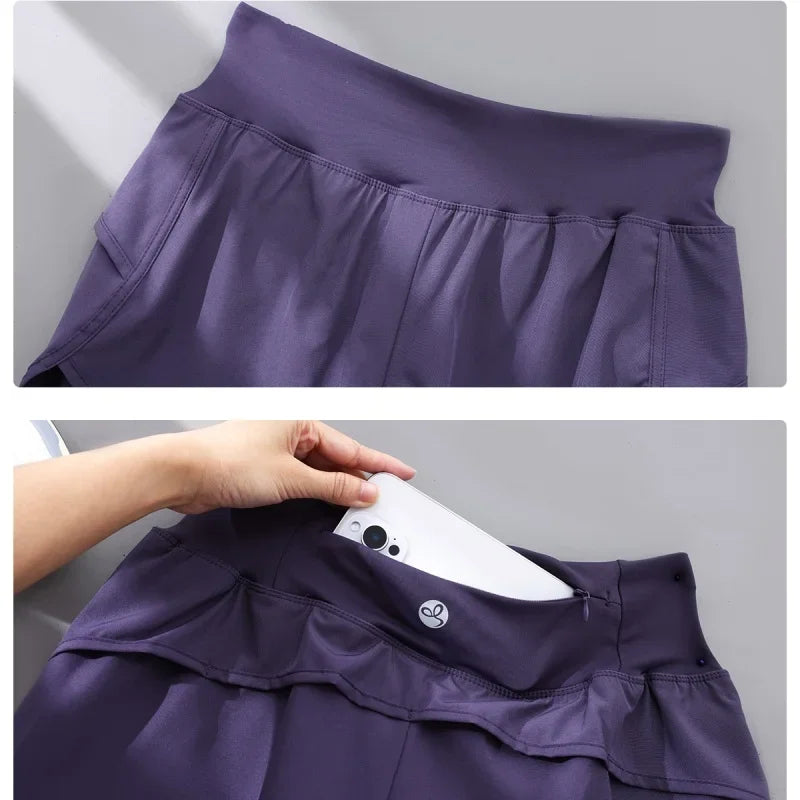 Women Running Shorts 2 In 1 Quick Dry High Waist Summer Hiking Shorts With Pocket Lightweight Cycling Clothes Athletic Wear