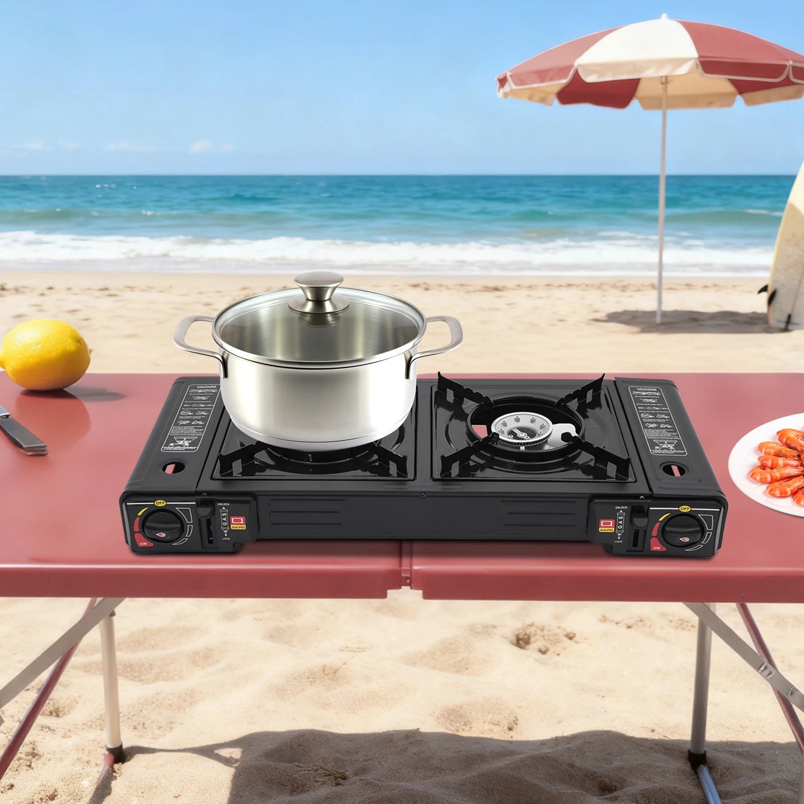 2 Burner Outdoor Portable Camping Stove with Storage Case