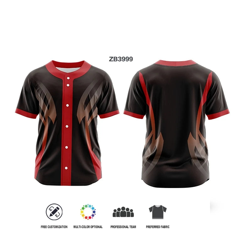 Custom Button Men Baseball Jersey Color Print Personal Team Name, Sponsor, Number
