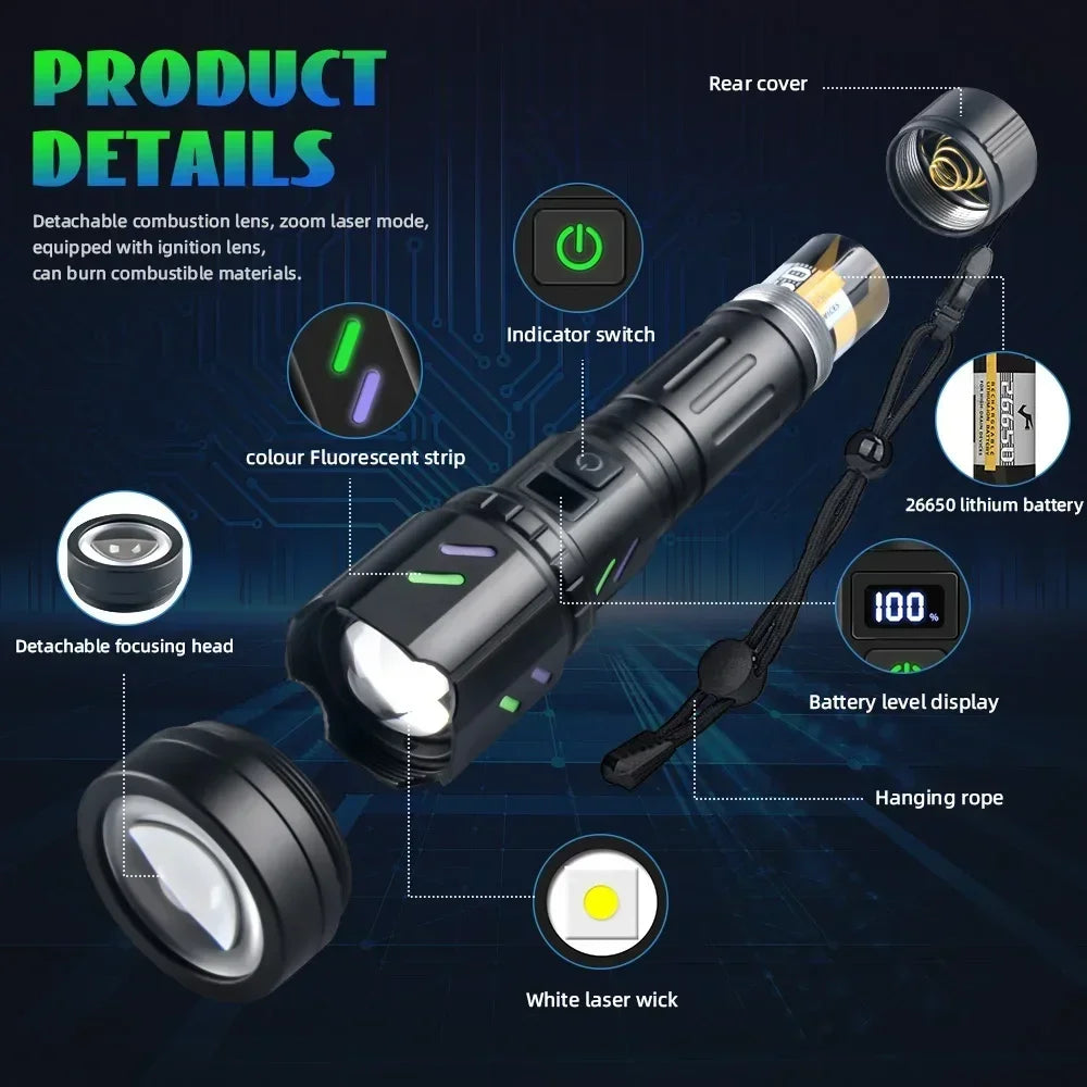 LED White Laser Tactical Flashlight