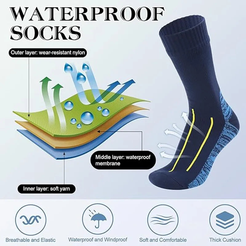 Outdoor Waterproof Socks Three-layer Knitting Unisex Breathable Outdoor Hiking Wading Camping Skiing Waterproof Socks All Season for China