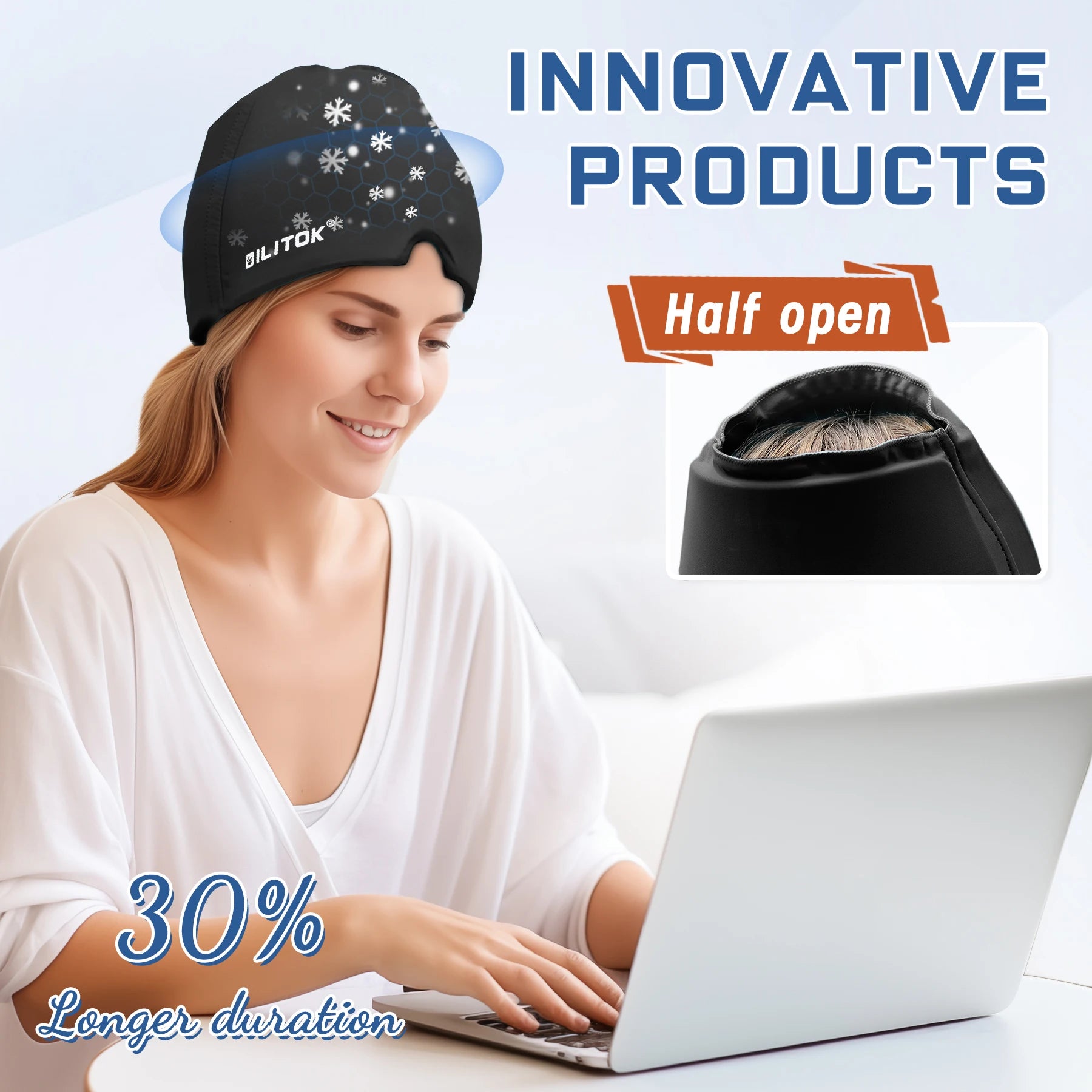 Migraine Headache Relief Cap, Gel Ice Head Wrap, Hot and Cold Therapy, Headache Eyes Mask for Sinus, Tension and Stress Relief