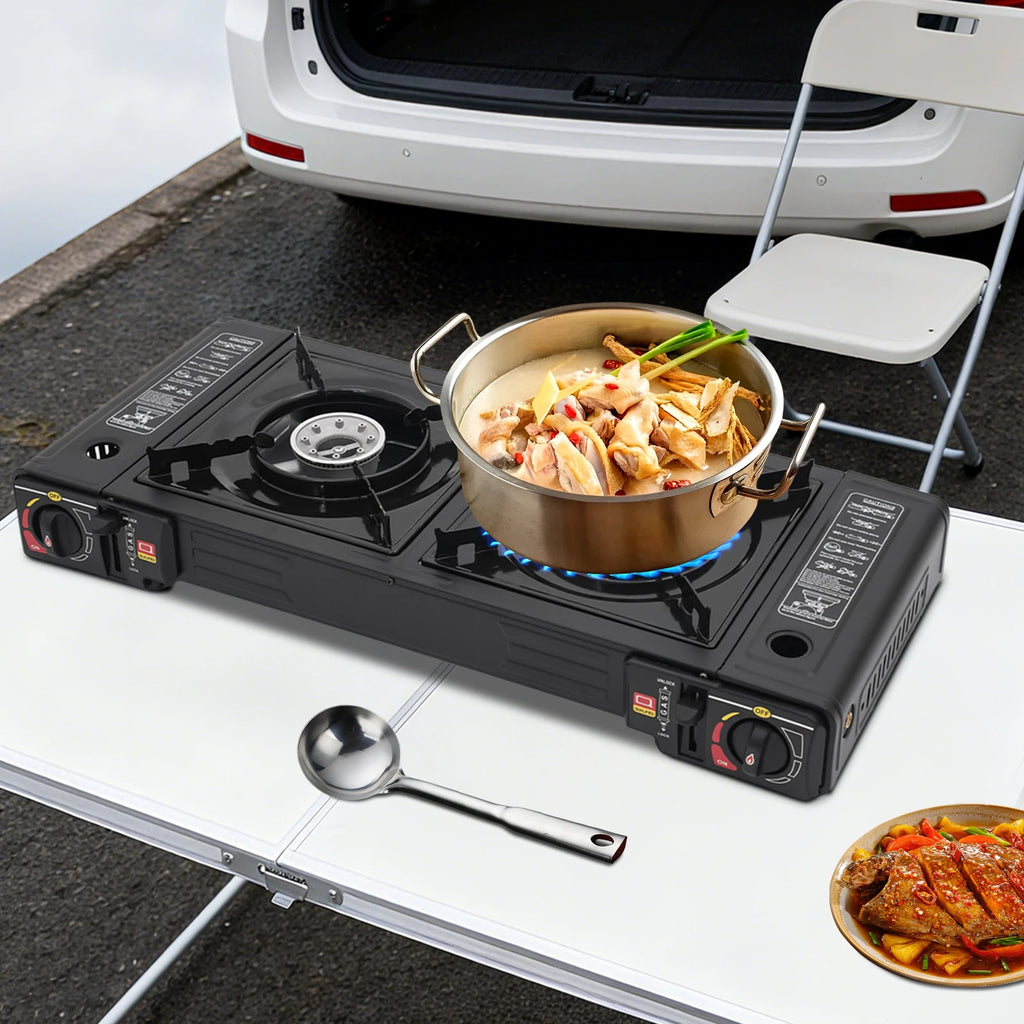 2 Burner Outdoor Portable Camping Stove with Storage Case