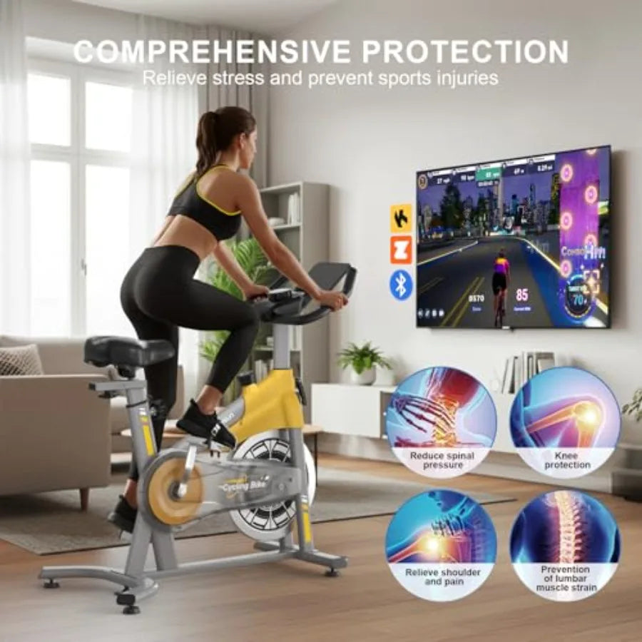 Home Exercise Bike with Adjustable Magnetic Brake Pad Resistance Silent Belt Drive