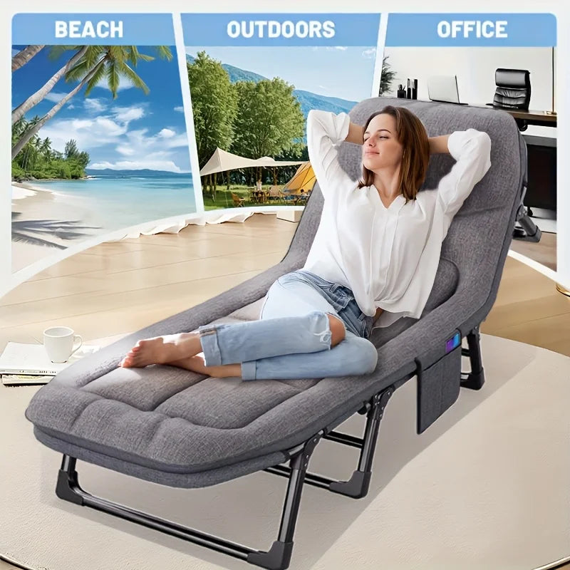 Heavy-Duty Adjustable Portable Folding Bed, Pillow & Blanket - 550 lbs Weight Capacity, Foldable Single Bed Frame from China