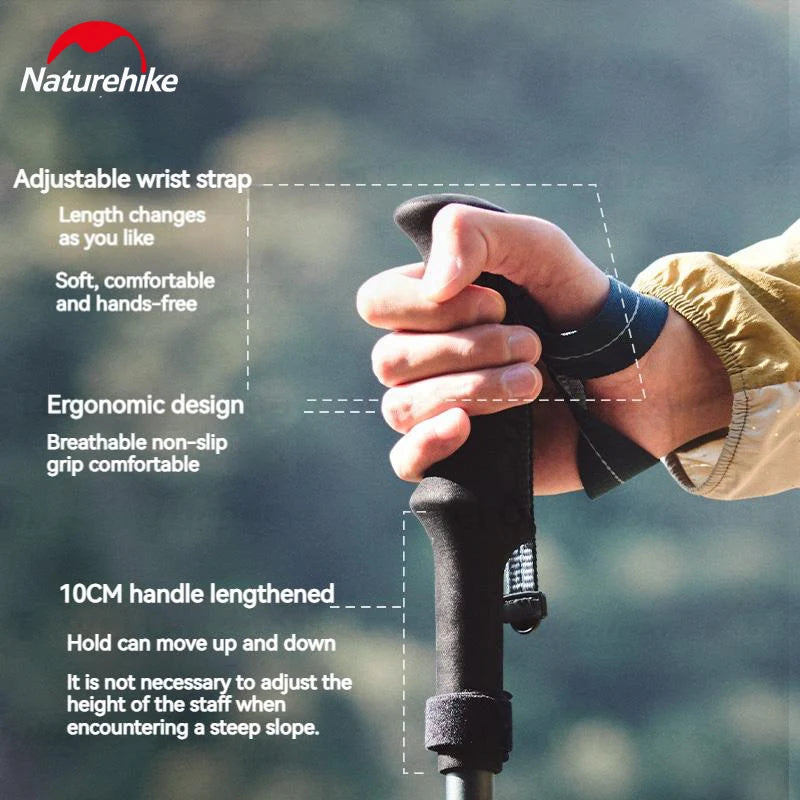 Outdoor Climbing 5-Section Carbon Fiber Aluminum Alloy Ultralight Trekking Pole