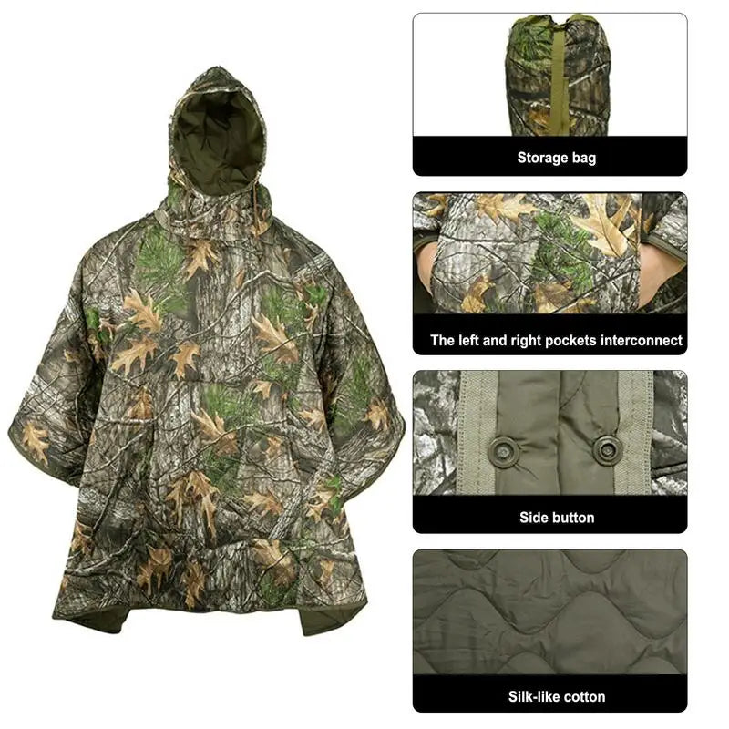 Outdoor Camping Cape Sleeping Bag Winter Wearable Cloak Blanket Soft Sleeping Bag Cloak Outdoor Sports Sleeping Bag Poncho