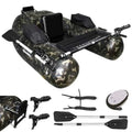Inflatable Float Tube for Fishing with Pump Fish Ruler Adjustable Straps Storage Pockets 2 Oars 2 Rod Holders Motor Bracket