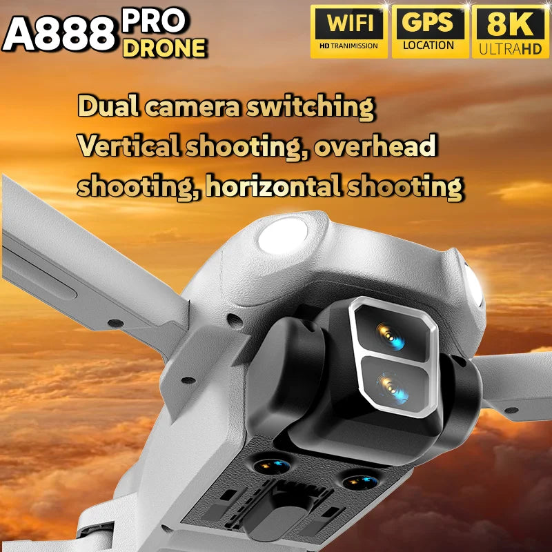 Lenovo A888 RC Drone 8K HD Dual Camera 5G WIFI FPV Screen Remote Control Brushless Motor Obstacle Avoidance Foldable Quadcopter