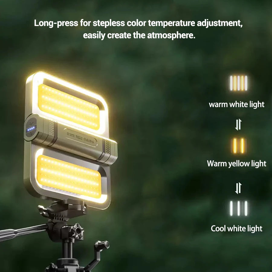 2400LM Solar & USB Chargeable Waterproof LED Camping Light 5000mAh Portable Tent Lantern