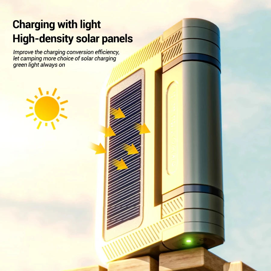 2400LM Solar & USB Chargeable Waterproof LED Camping Light 5000mAh Portable Tent Lantern