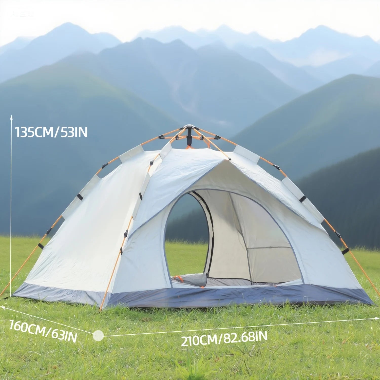 Automatic Pop-Up Tent for Four People Featuring UV Protection, Insect Netting, And a Sunshade - a Roomy Dark Green Camping Tent Equipped with a Zipper, Robust Support Pole, Ideal for Beach Outings, Parks, And Outdoor Adventure