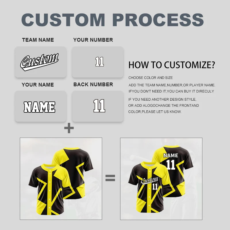 Custom Button Men Baseball Jersey Color Print Personal Team Name, Sponsor, Number