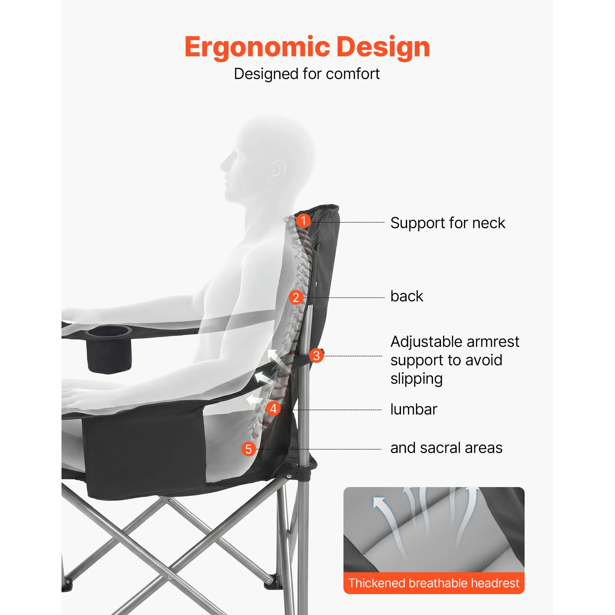 2Pack Heavy Duty Oversized Camping Folding Chairs