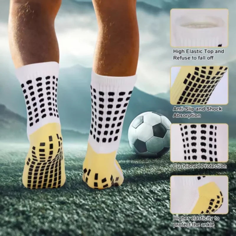 6 Pairs Shockproof Towel Bottom Grip Socks Athletic Soccer Socks