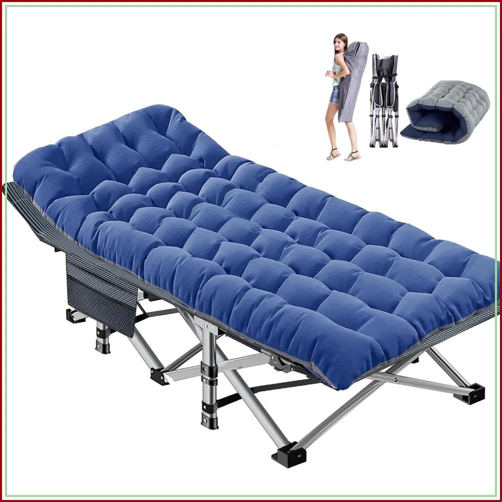Oversized XXL Folding Camping Cot with Mattress, Heavy Duty Sleeping Cot Bed for Adults, Portable with Carry Bag