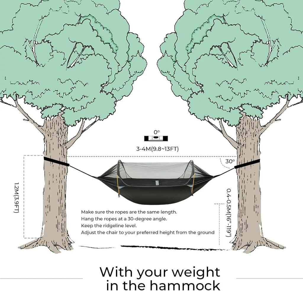 3-in-1 Waterproof  Lightweight Camping Hammock with Mosquito Net & Rainfly