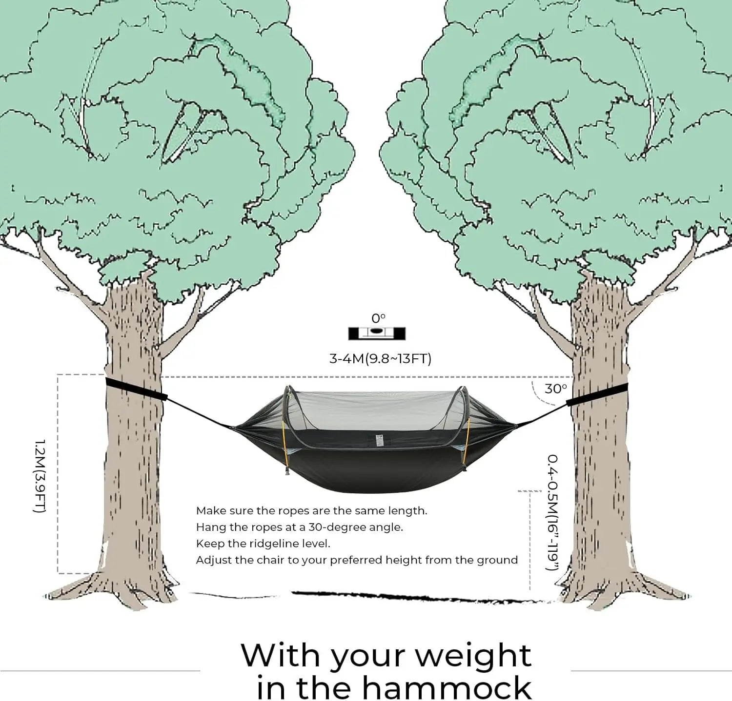 3-in-1 Waterproof  Lightweight Camping Hammock with Mosquito Net & Rainfly