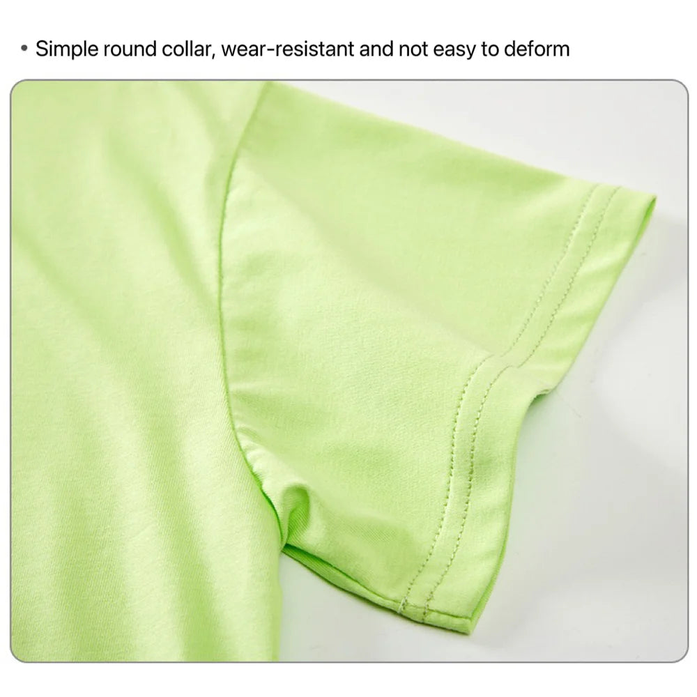 Children's Pure Cotton Short-Sleeved Solid Color Sports Round-Neck T-Shirt