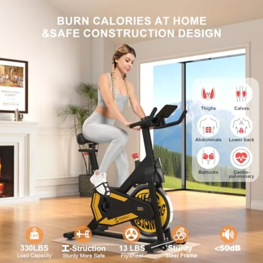 Indoor Cycling Bike for Home Exercise with Adjustable Magnetic Brake Pad Resistance Silent Belt Drive