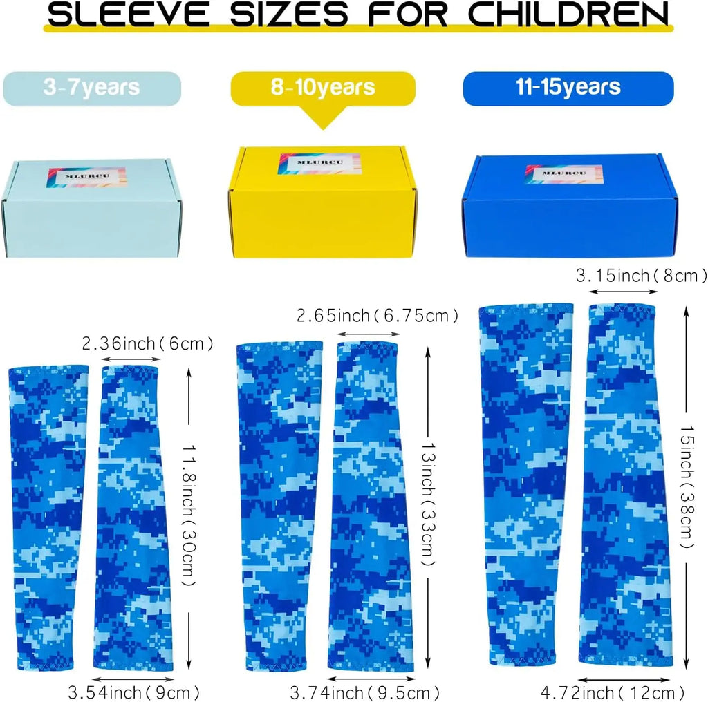 16 Pairs Kids Youth Sun Protection Cooling Compression Arm Sleeves