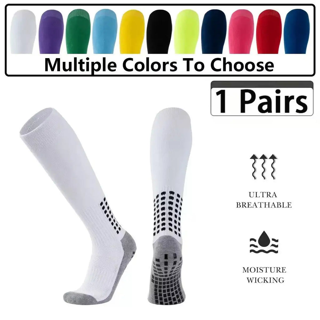1 Pair Men's Soccer Socks Anti Slip Knee Socks Non Slip Grip Pads for Football Basketball Sports Grip Socks from China