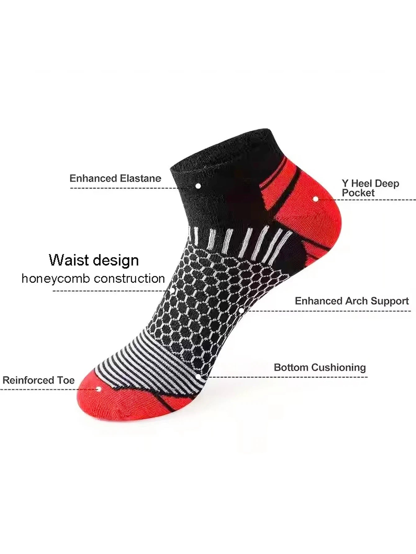 12Pairs High Qualit Athletic Socks Men's Ankle Socks Running Cyclling Waist Honeycomb Design And Firm Sports Leisure Socks Gifts from China