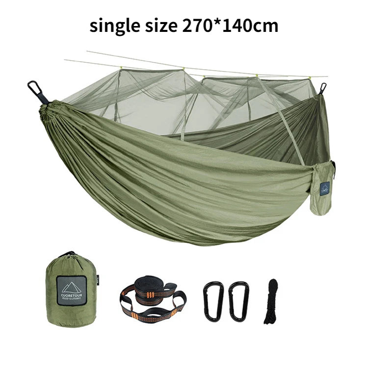 Single or Double Camping Hammock with Mosquito Net