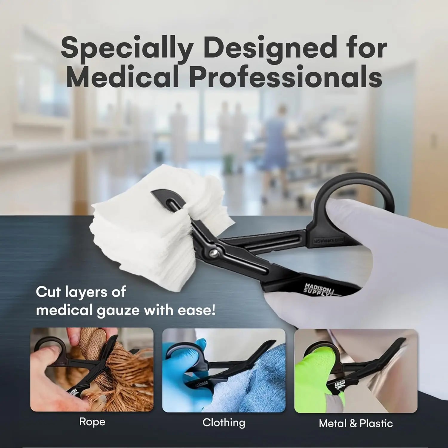 7.5" Premium Stainless Steel Medical Scissors - Non-Stick Coated Blades, Durable Trauma Shears for Nurses & EMTs