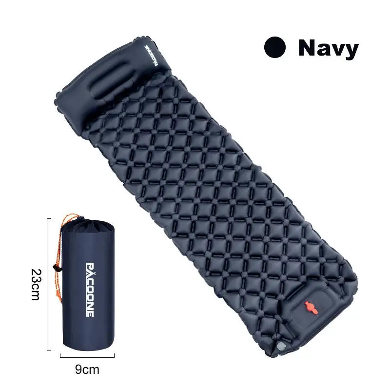 Camping Sleeping Pad Inflatable Mattress with Pillows Ultralight Air Mat Built-in Inflator Pump