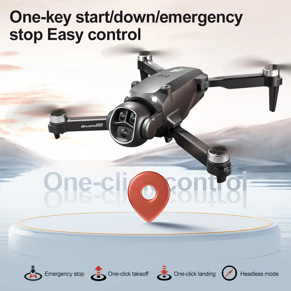 Professional Drone with 3 Batteries, 8K Dual Camera, Optical Flow Brushless 360°, Obstacle Avoidance, and WIFI FPV RC